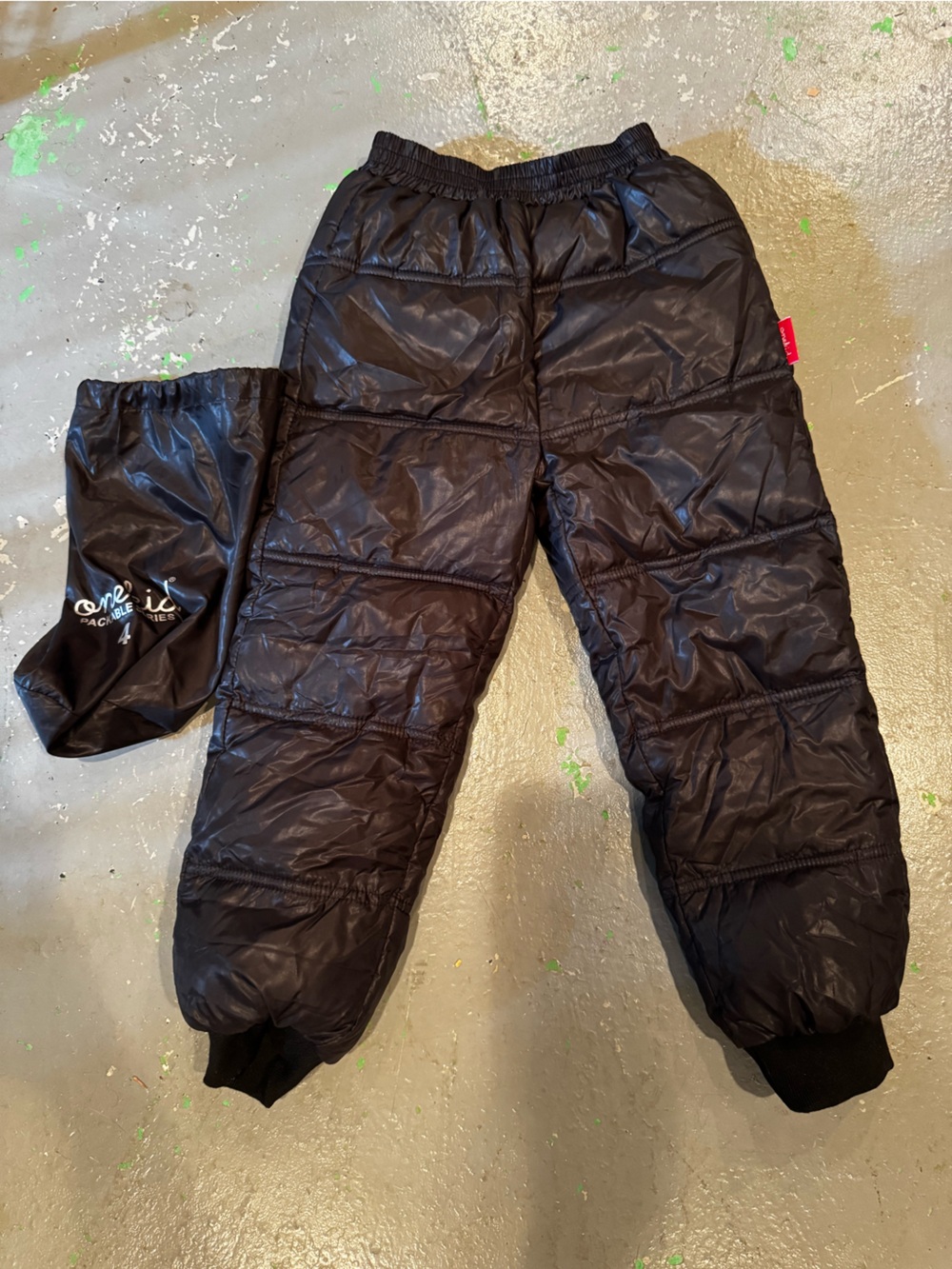 Kids Black Quilted Puffer Joggers/Snowpants by Onekid
